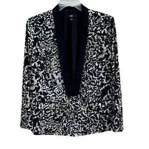 NWT Mossimo Tuxedo Evening Jacket Womens XXL Black Tan Animal Print Shawl Collar